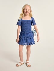 Girls Embroidered Eyelet 2-Piece Outfit Set - Driftwood Bay