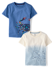 Boys Dip Dye Embroidered Whale 2-Piece Outfit Set - Driftwood Bay