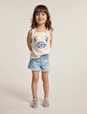 Girls Applique Floral 2-Piece Outfit Set - Driftwood Bay