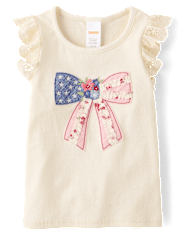 Girls Applique Embroidered Bow 2-Piece Outfit Set - Nantucket Charm