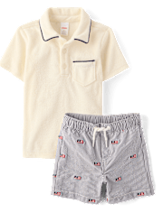 Boys Embroidered Flag 2-Piece Swim Set - Swim Shop