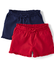 Girls Ruffle Pull On Shorts 2-Pack - Little Essentials