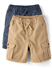 Boys Garment Dyed Ripstop Pull On Cargo Shorts 2-Pack - Driftwood Bay