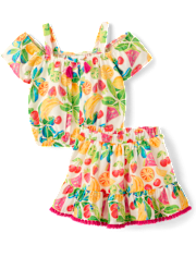 Girls Fruit Tassel 2-Piece Outfit Set - Amalfi Coast