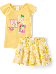 Girls Embroidered Stamp 2-Piece Outfit Set - Amalfi Coast