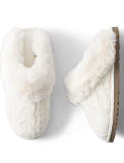 Womens Cable Knit Slide Slippers