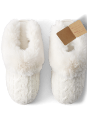 Womens Cable Knit Slide Slippers