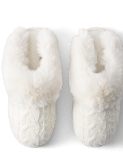 Womens Cable Knit Slide Slippers