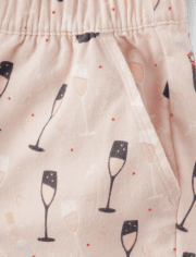 Womens Champagne Flannel Pajama Shorts