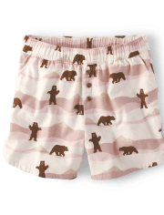 Pantalones cortos de pijama de franela con osos familiares a juego para mujer