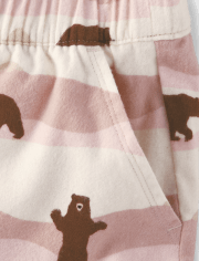 Pantalones cortos de pijama de franela con osos familiares a juego para mujer