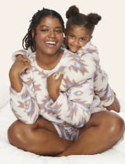 Womens Mommy And Me Print Sherpa Pajamas
