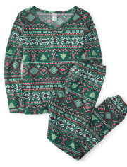 Womens Matching Family Fairisle Thermal Pajamas