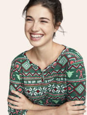 Womens Matching Family Fairisle Thermal Pajamas