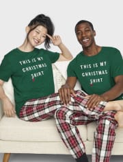Camiseta para dormir unisex con estampado navideño para adultos