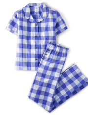 Womens Matching Family Gingham Poplin Pajama Set