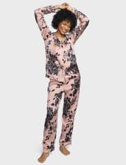 Womens Print Satin Pajamas