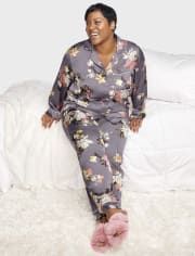Womens Print Satin Pajamas