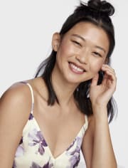 Womens Floral Satin Pajamas