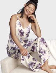 Womens Floral Satin Pajamas