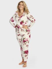 Womens Floral Thermal Pajama Pants