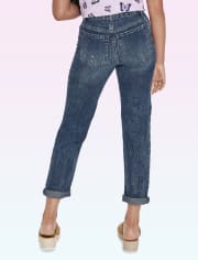 Distressed High Rise Girlfriend Jeans