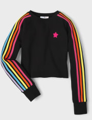 Top corto acogedor con diseño de arcoíris para niñas Tween