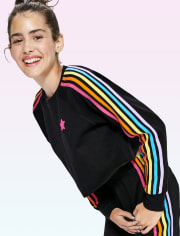 Top corto acogedor con diseño de arcoíris para niñas Tween