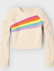 Tween Girls Rainbow Cozy Cropped Top