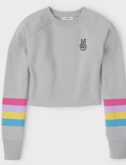 Tween Girls Peace Sign Cozy Cropped Top