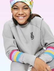 Tween Girls Peace Sign Cozy Cropped Top