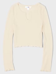 Tween Girls Notch Neck Top