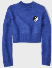 Tween Girls Yin Yang Cropped Sweater
