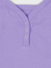 Tween Girls Ribbed Henley Cropped Tank Top