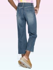 Girls High Rise Cropped Flare Jeans