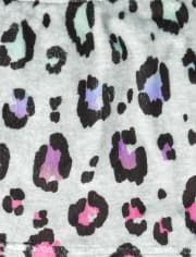 Pijama de forro polar acogedor con estampado de leopardo arcoíris para niñas Tween
