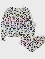 Tween Girls Rainbow Leopard Super Soft Pajamas