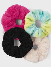 Tween Girls Faux Fur Scrunchie 4-Pack