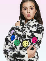 Jersey corto de sherpa con teñido anudado para niñas Tween