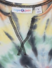 Top acogedor con cuello dividido y teñido anudado para niñas Tween