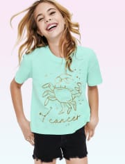Tween Girls Cancer Zodiac Tee