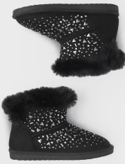 Tween Girls Studded Faux Suede Booties