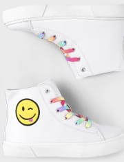 Tween Girls Happy Face Hi Top Sneakers