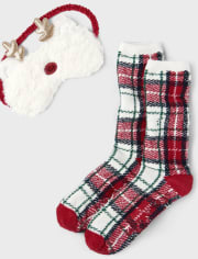Girls Reindeer Eye Mask And Cozy Socks Set