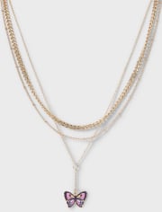 Tween Girls Butterfly Layered Necklace
