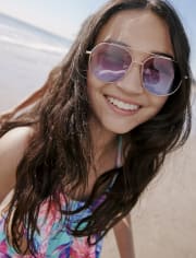 Tween Girls Ombre Aviator Sunglasses