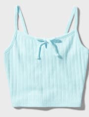 Camisola de pointelle de canalé para niñas Tween