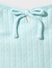 Camisola de pointelle de canalé para niñas Tween
