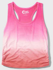 Teen Girls Sleeveless Ombre Ruched Racerback Tank Top