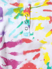 Tween Girls Tie Dye Henley Tank Top